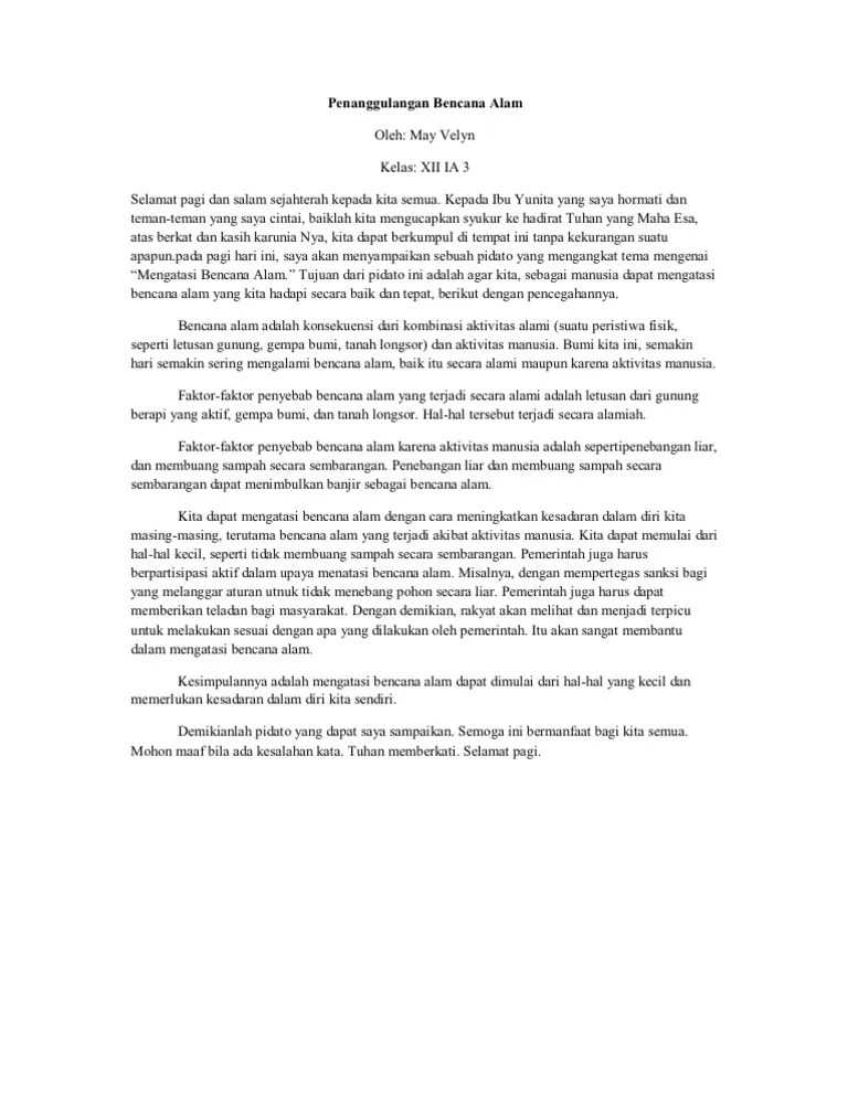 Pidato Persuasif Tentang Bencana Alam – Pigura