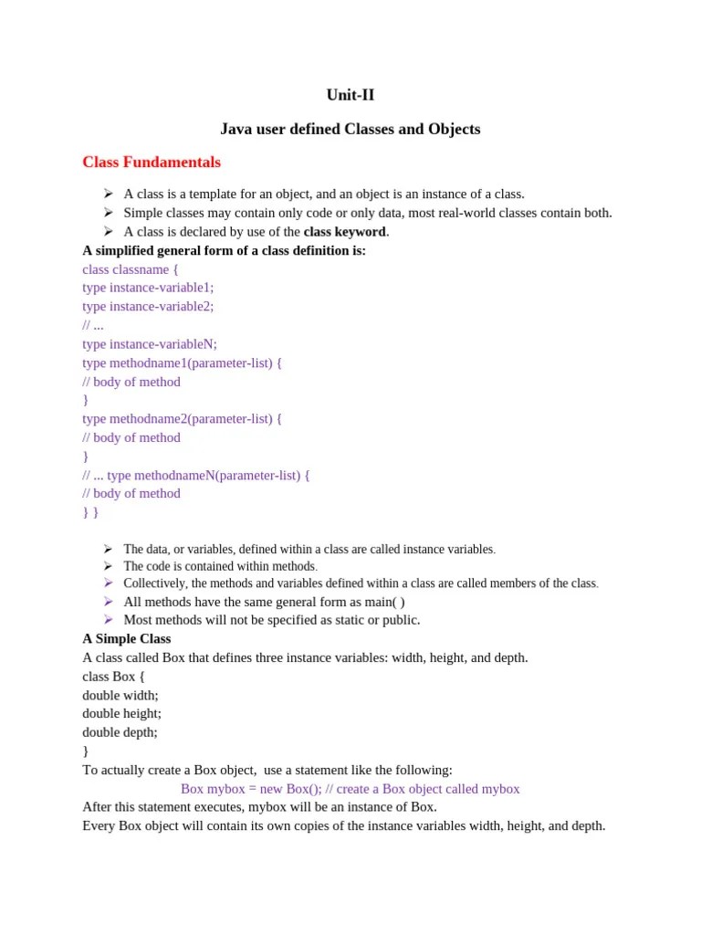 Unit-II Classes And Objects | PDF | Class (Computer Programming ...