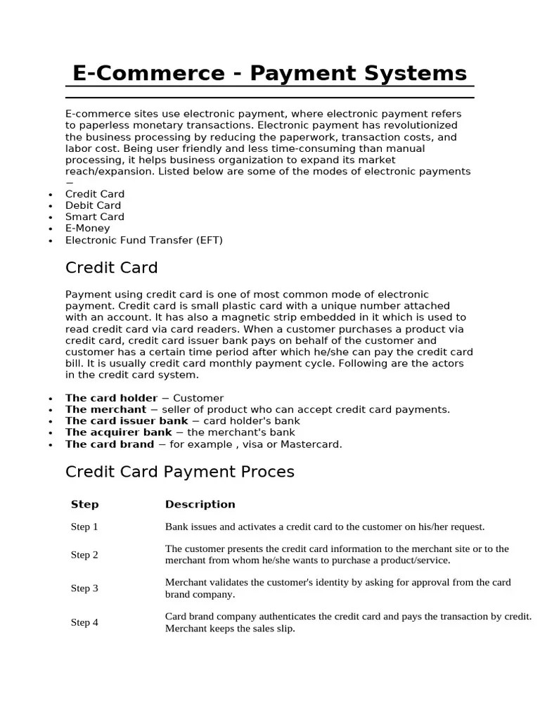 E Commerce 3.1 - Payment Systems | PDF | Credit Card | Debit Card