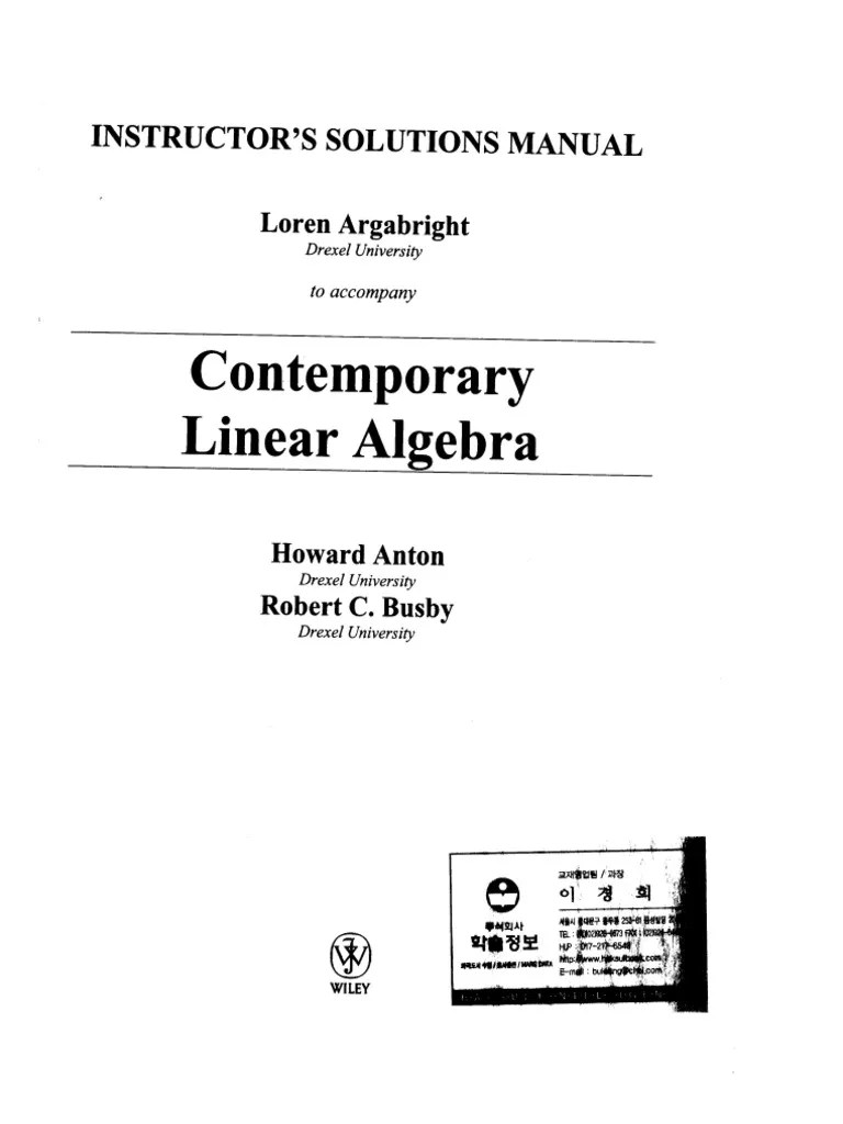 Contemporary Linear Algebra Solutions | PDF