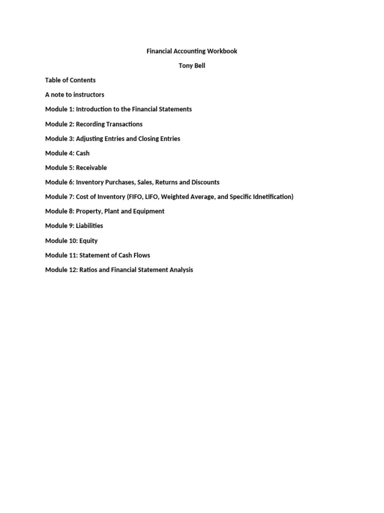 Financial Accounting Workbook | PDF | Debits And Credits | Depreciation