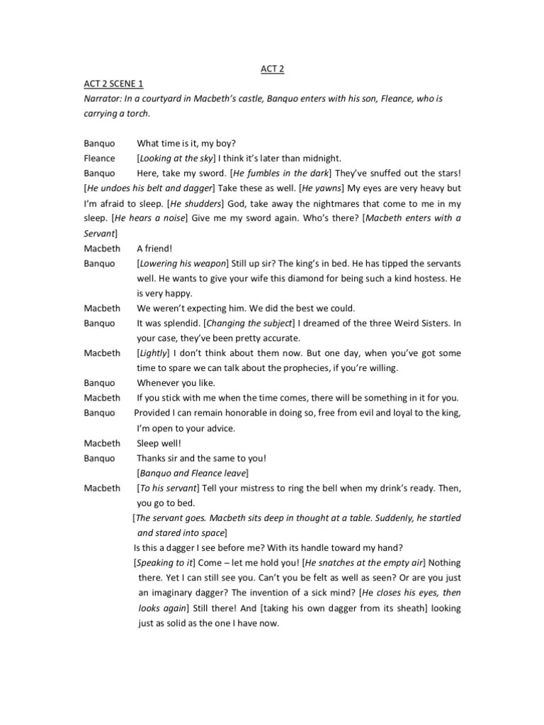 Act 2 Macbeth Script | PDF | Macbeth | Shakespearean Tragedies