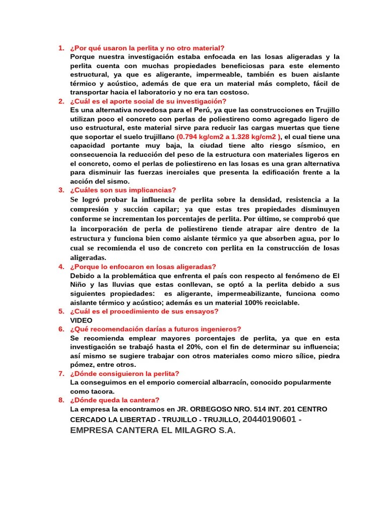 Preguntas Tesis (1) | PDF | Hormigón | Poliestireno