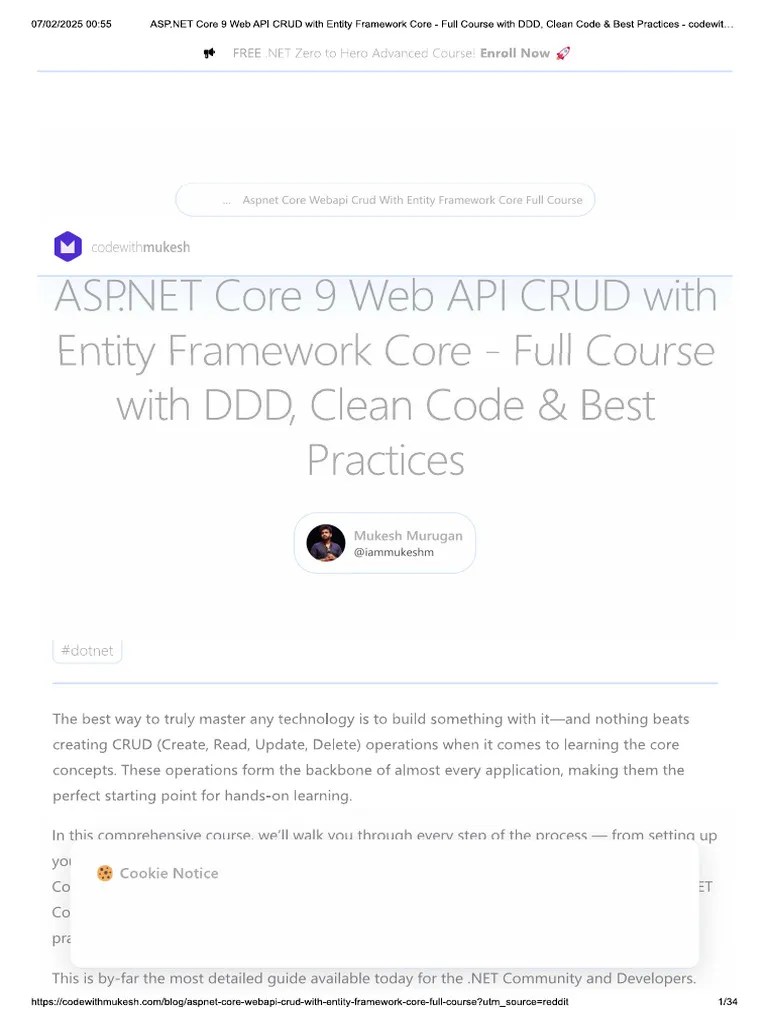 Core 9 Web API CRUD With Entity Framework Core - Full Course With DDD ...