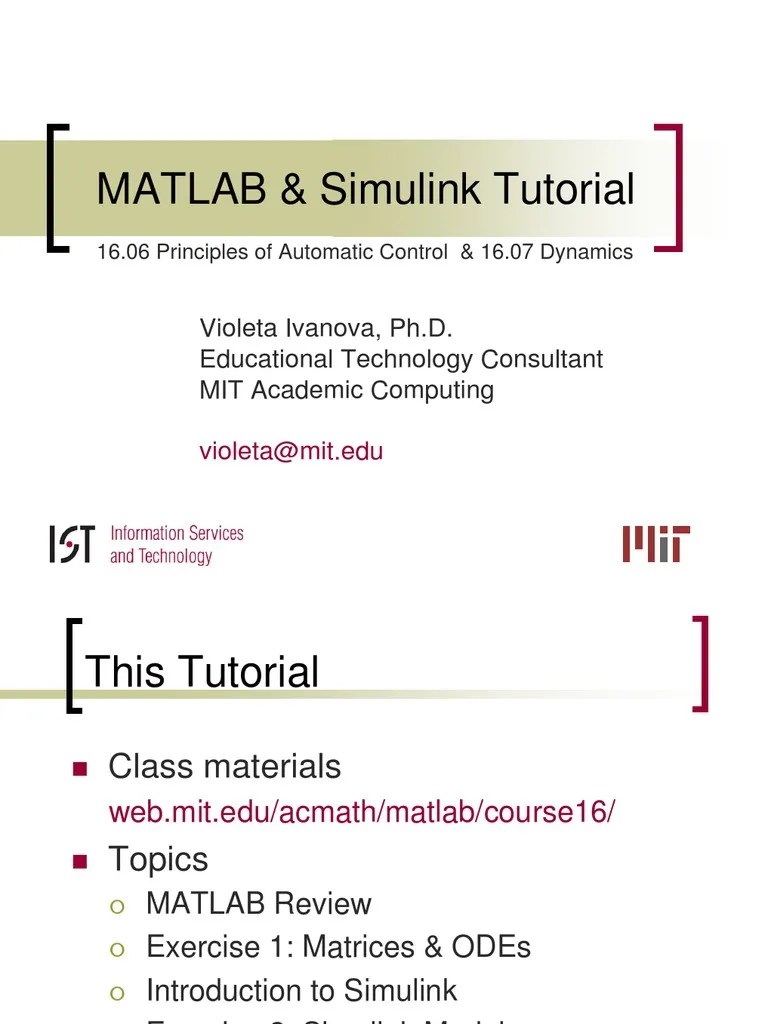Slides 16.06 16.07 Matlab Simulink | PDF | Technology & Engineering
