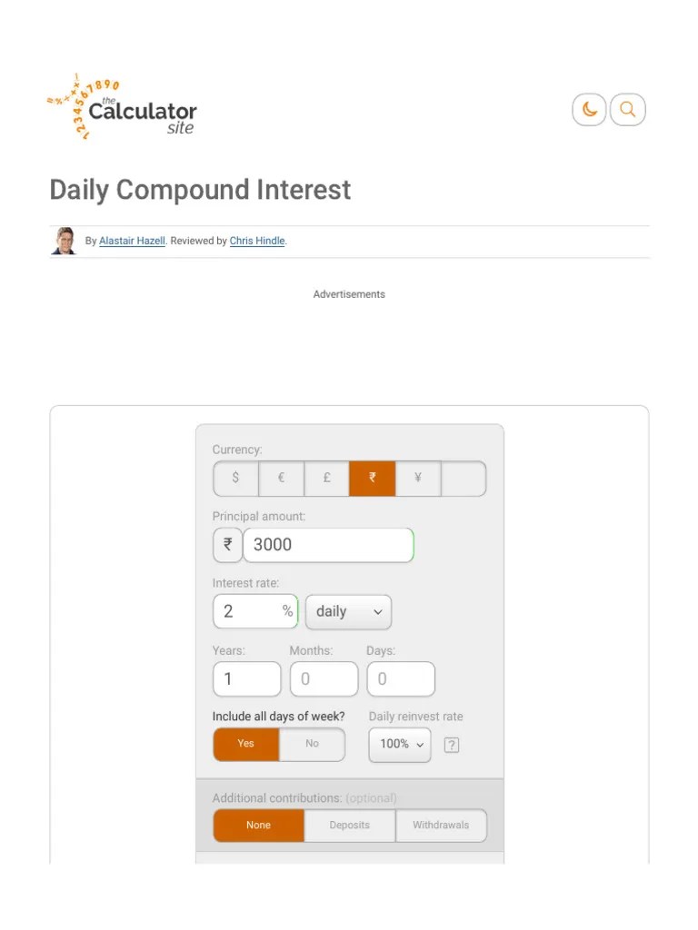 Daily Compound Interest Calculator (1) | PDF | Interest | Compound Interest