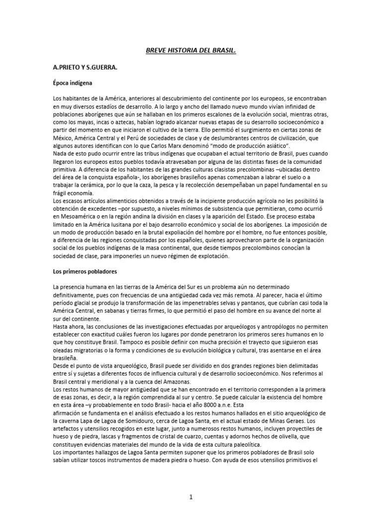 Breve Historia Del Brasil | PDF | Brasil | Pueblos Indígenas De Las ...