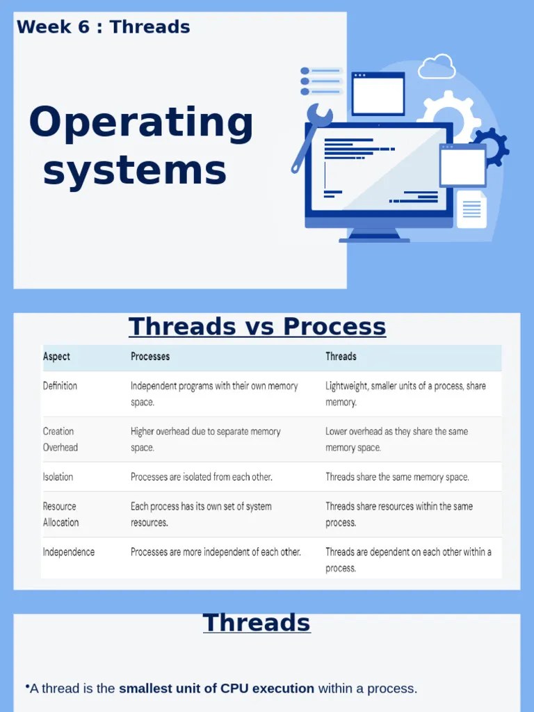 OS Week 6 Threads | PDF | Thread (Computing) | Process (Computing)