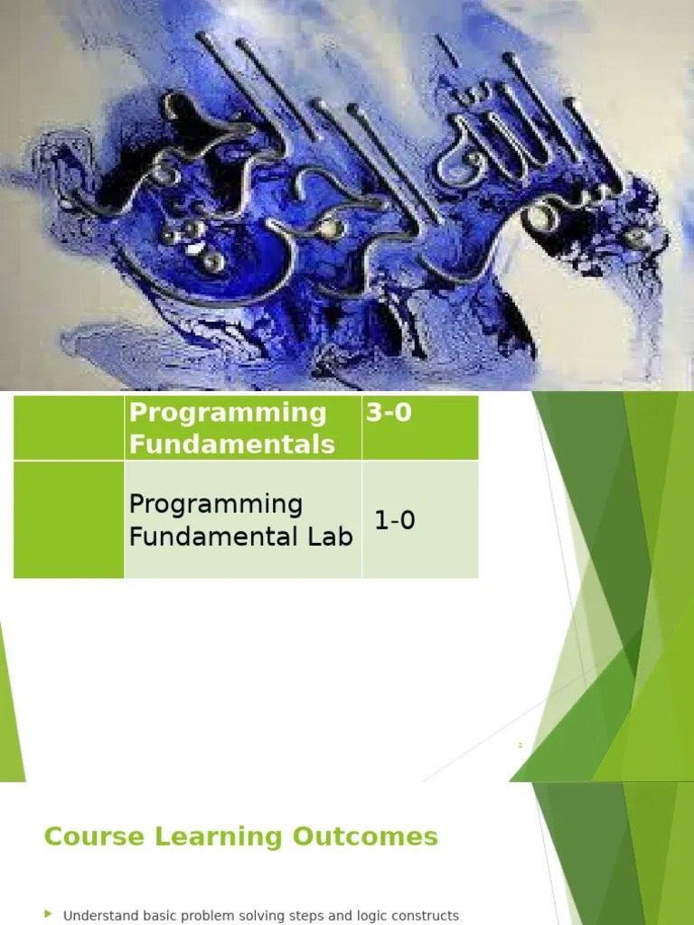 Programming Fundamentals Chapter 1 Pdf Algorithms Computer Program