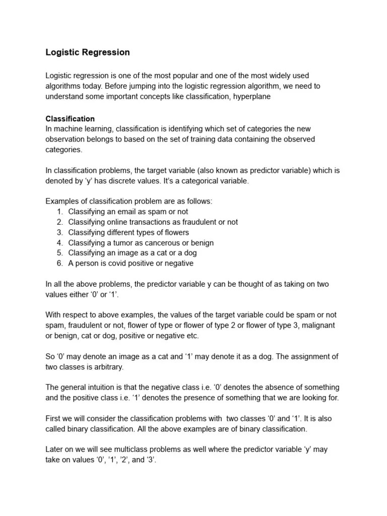 Logistic Regression | PDF | Statistical Classification | Logistic ...