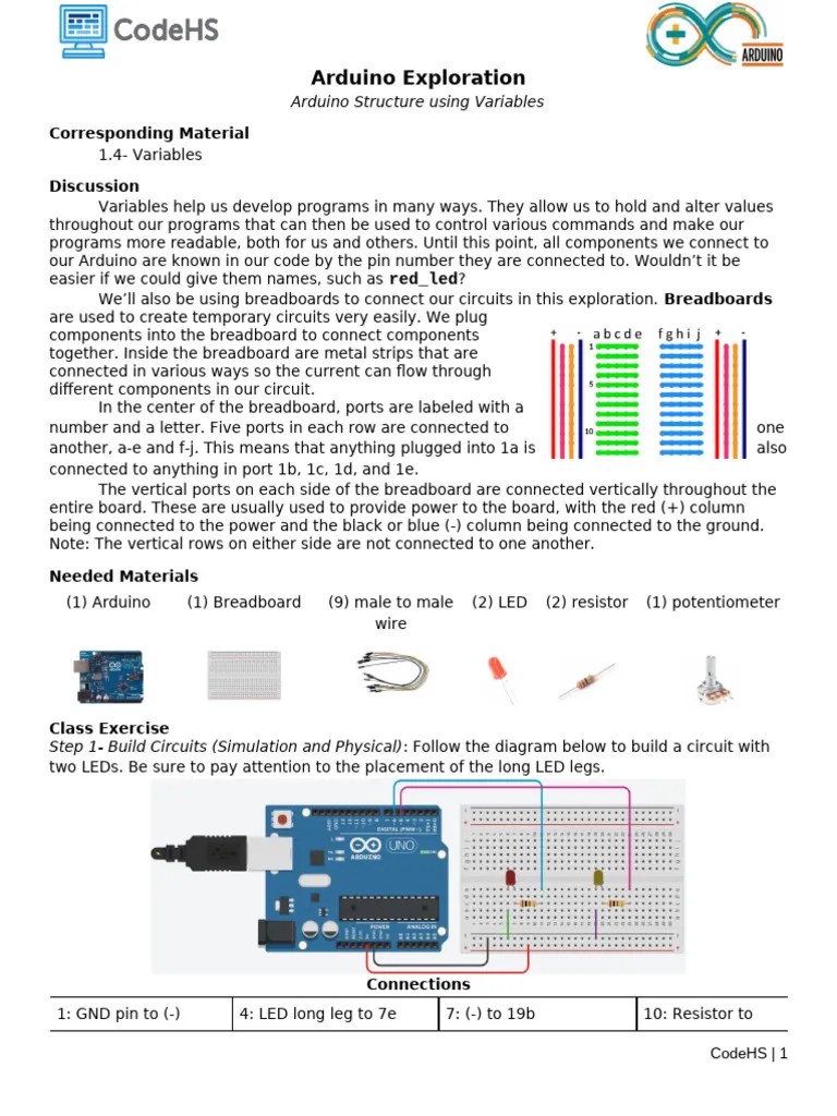 (4) Exploration - Arduino Structure Using Variables (student) (Physical ...