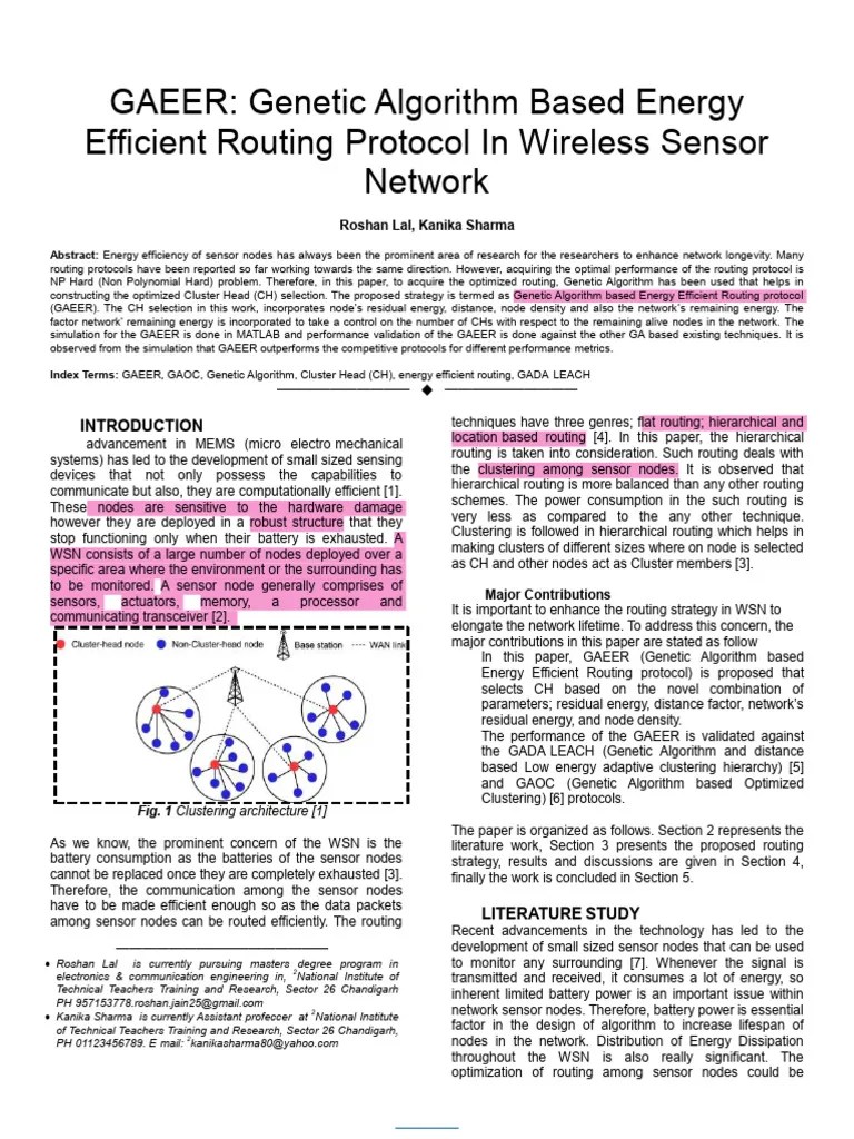 Gaeer Genetic Algorithm Based Energy Efficient Routing Protocol In ...