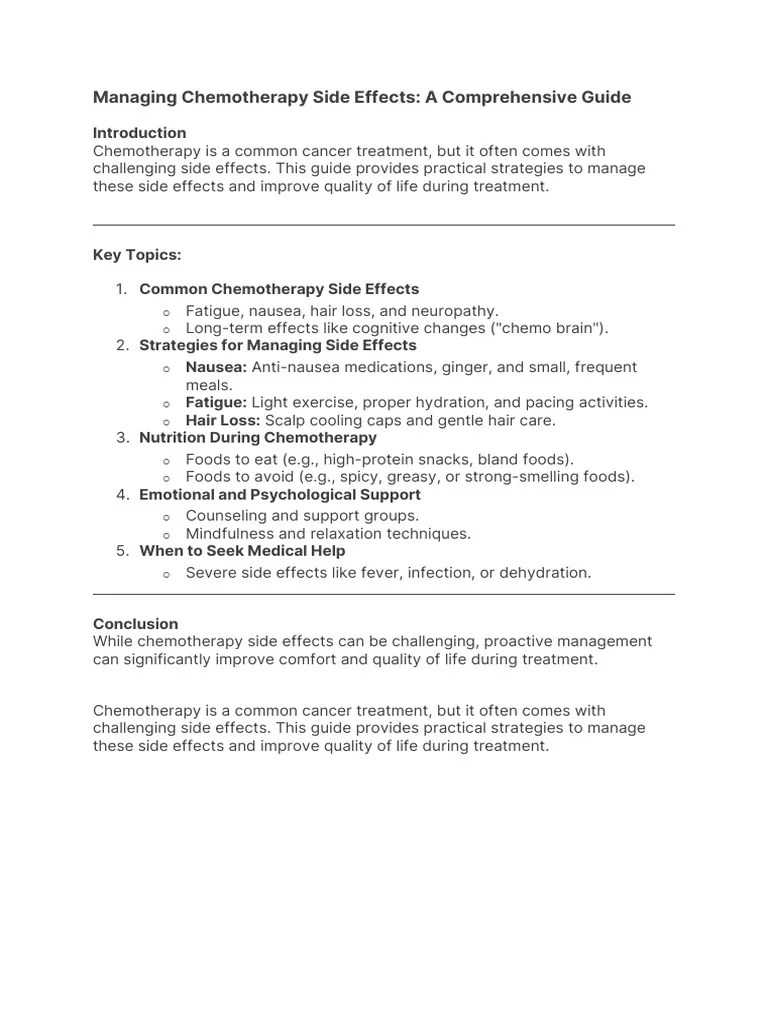 Managing Chemotherapy Side Effects - A Comprehensive Guide | PDF