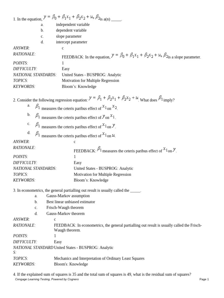 Chapter 3 Multiple Regression Analysis Estimation | PDF | Ordinary ...