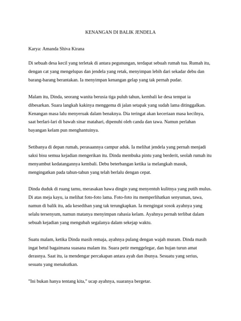 Cerpen - KENANGAN DI BALIK JENDELA (Event) | PDF