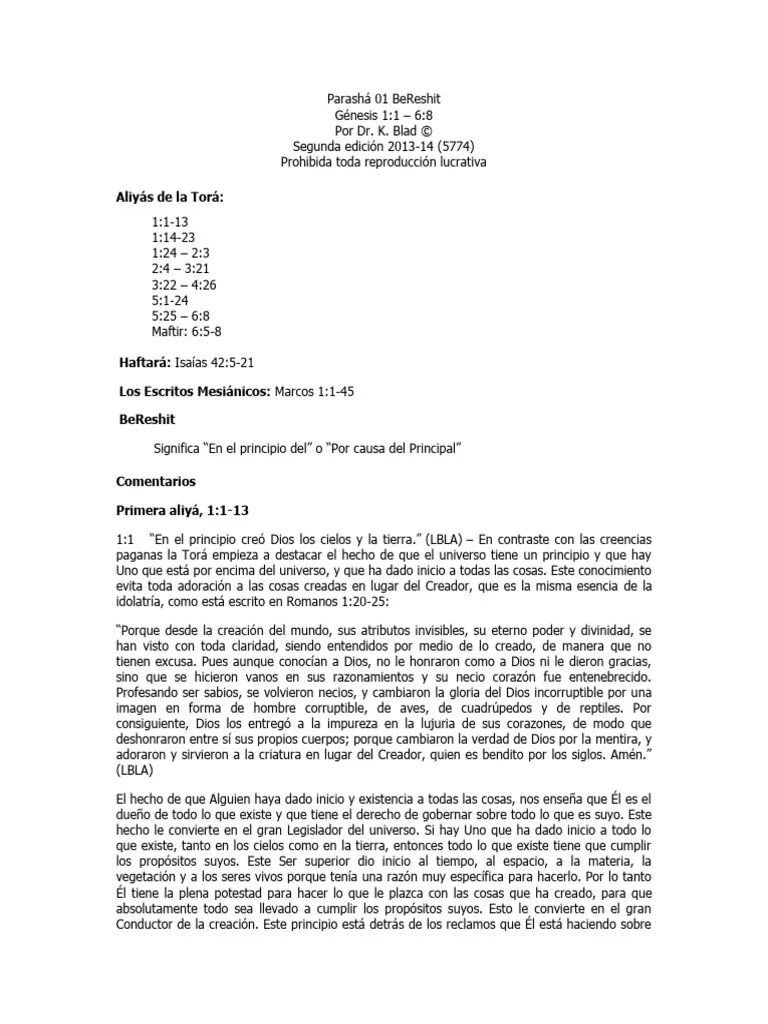 Parashá 01 BeReshit | PDF | Satán | Creencia Religiosa Y Doctrina