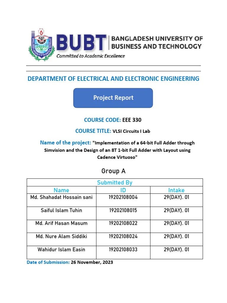 VLSI Mini Project Report | PDF | Electronic Circuits | Digital Electronics
