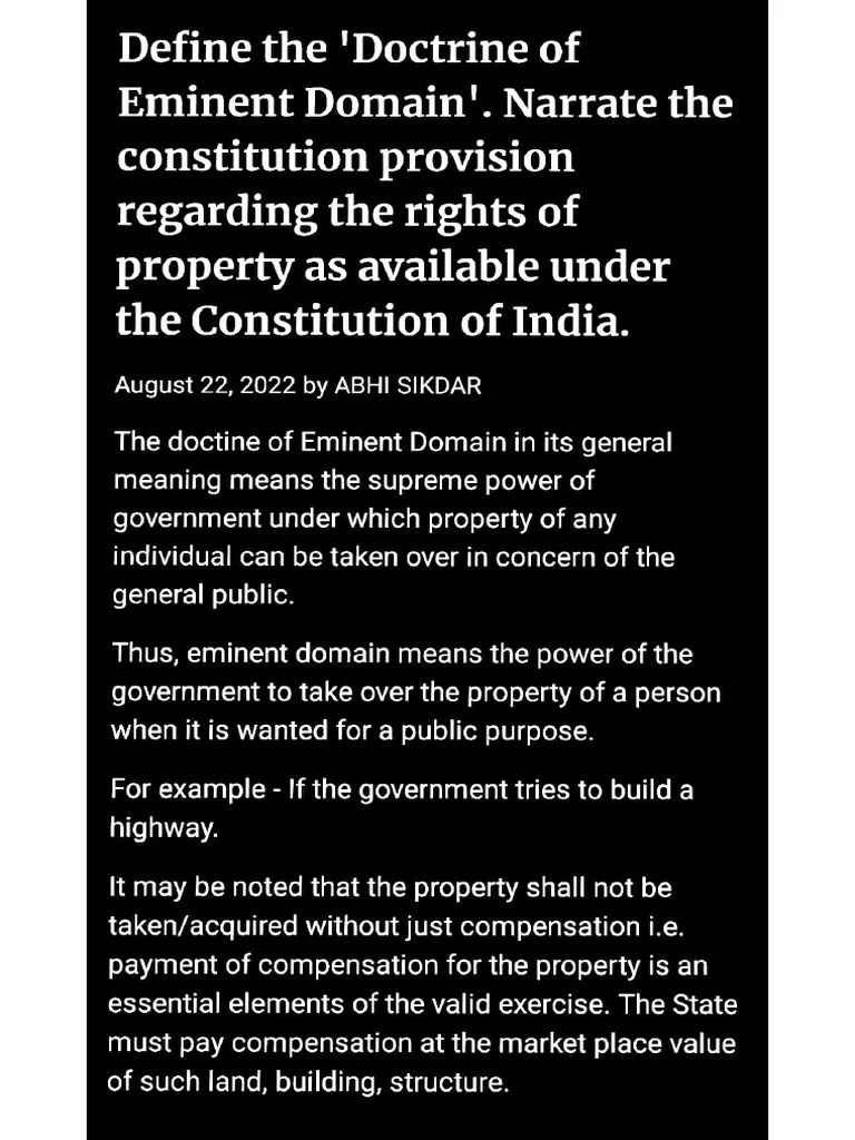 Doctrine Of Eminent Domain | PDF