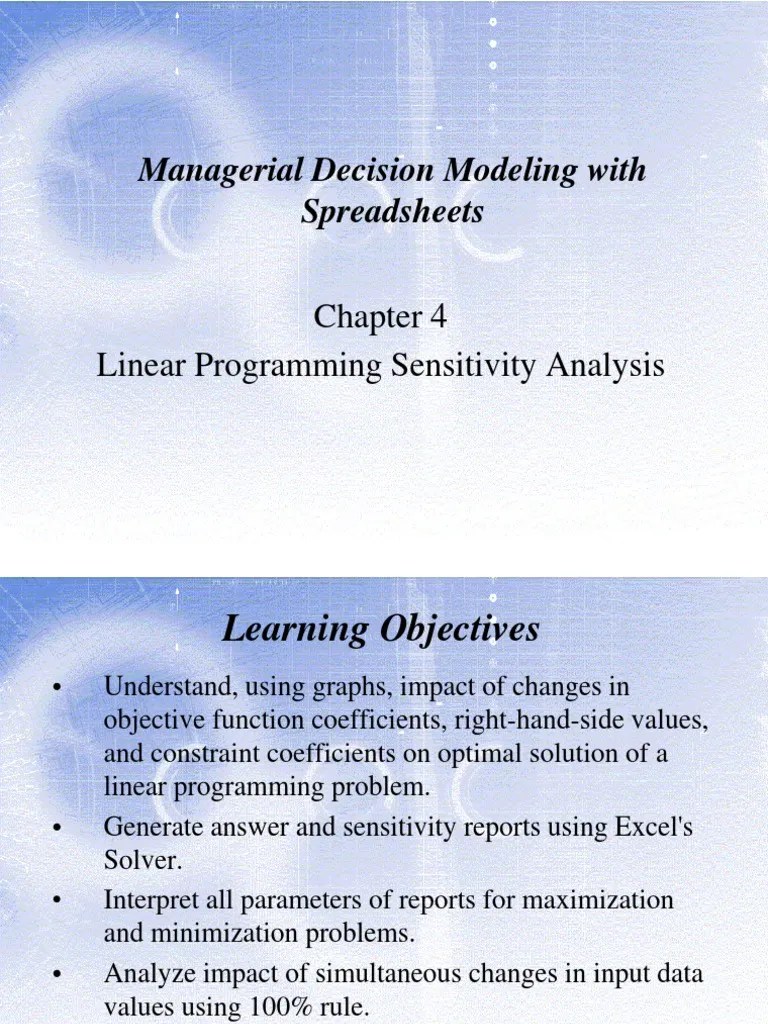 Excel Solver Sensitivity Analysis | PDF | Sensitivity Analysis ...