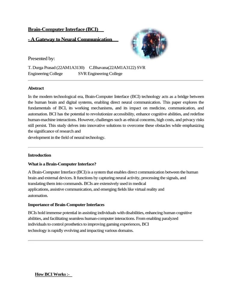 Brain Computer Interface 1-1 | PDF | Neuroscience | Computing