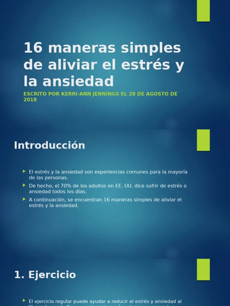 16 Maneras Simples De Aliviar El Estrés | PDF | Conciencia | Estrés (biología)