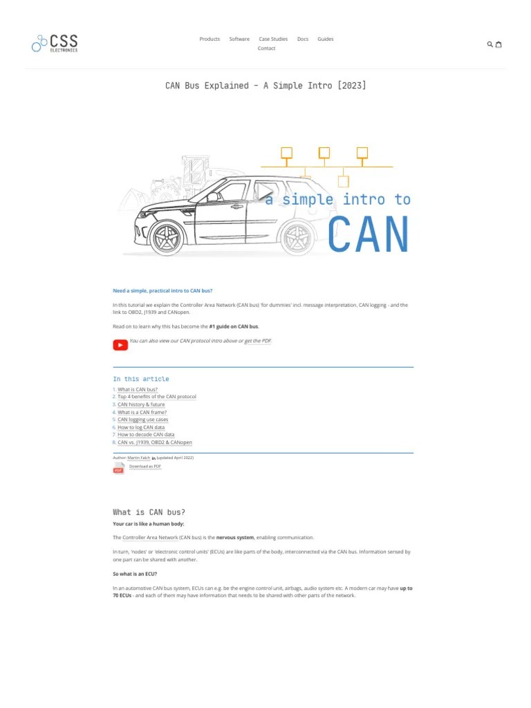 CAN Bus Explained - A Simple Intro (2023) - CSS Electronics | PDF ...