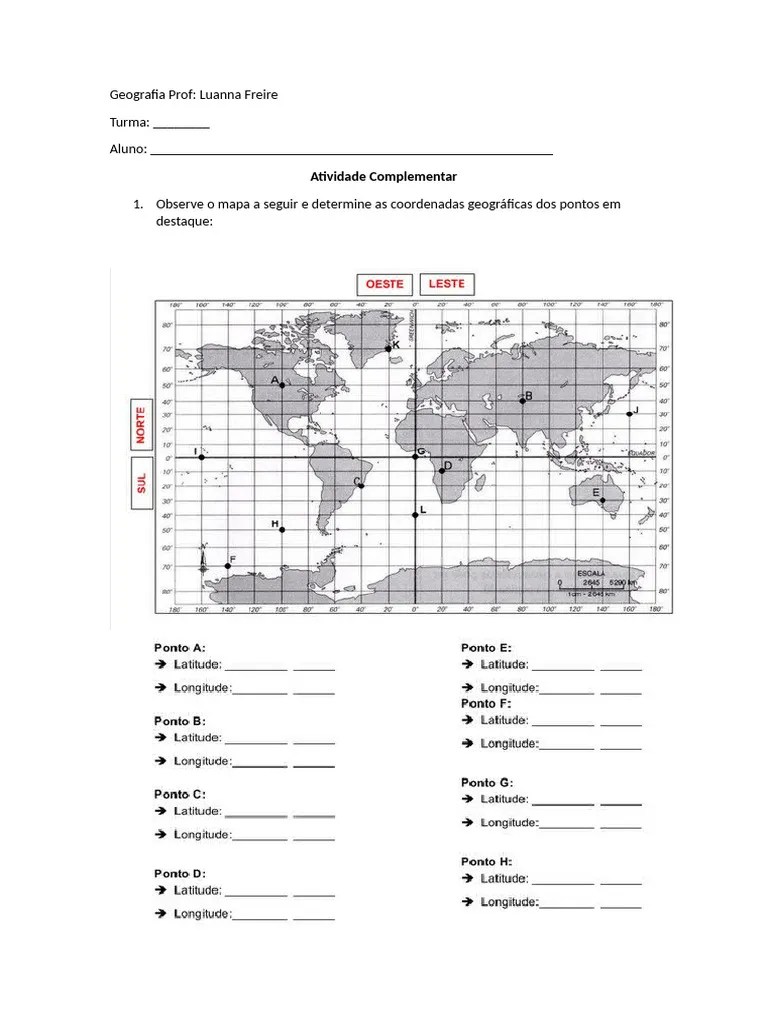 Atividade Coordenadas Geograficas | PDF