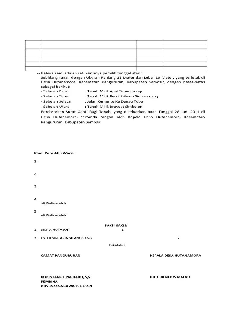 Surat Pernyataan Hak Waris | PDF