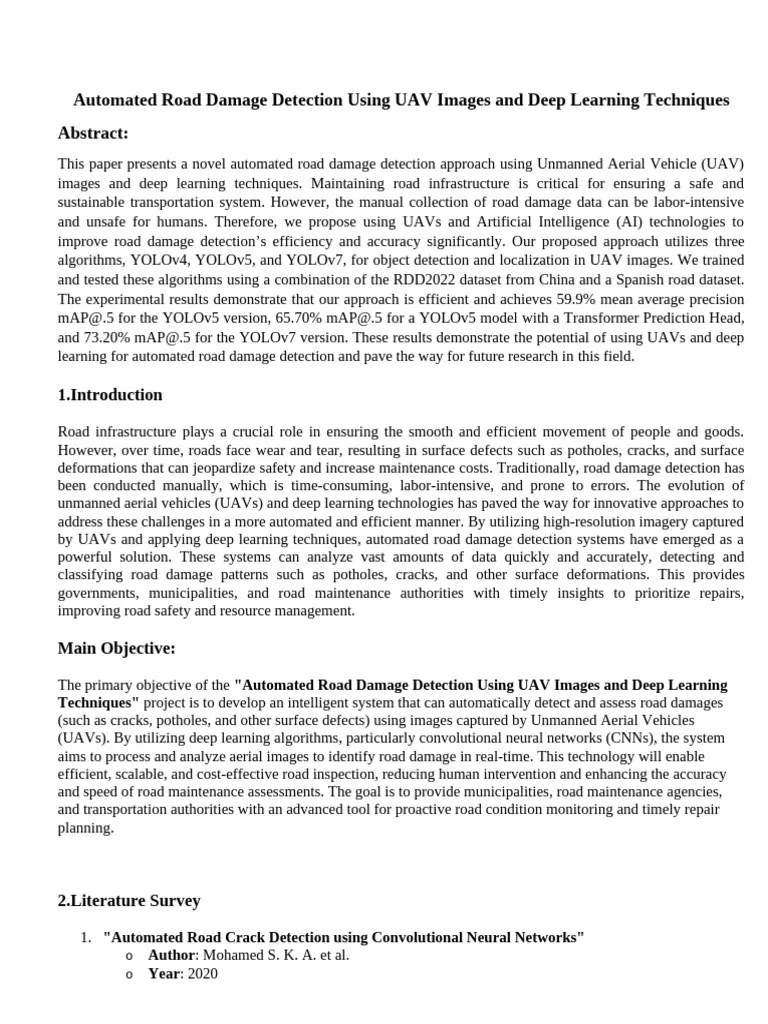 CSE-B Batch - 11 Automated Road Damage Detection Using UAV Images And Deep Learning Techniques ...