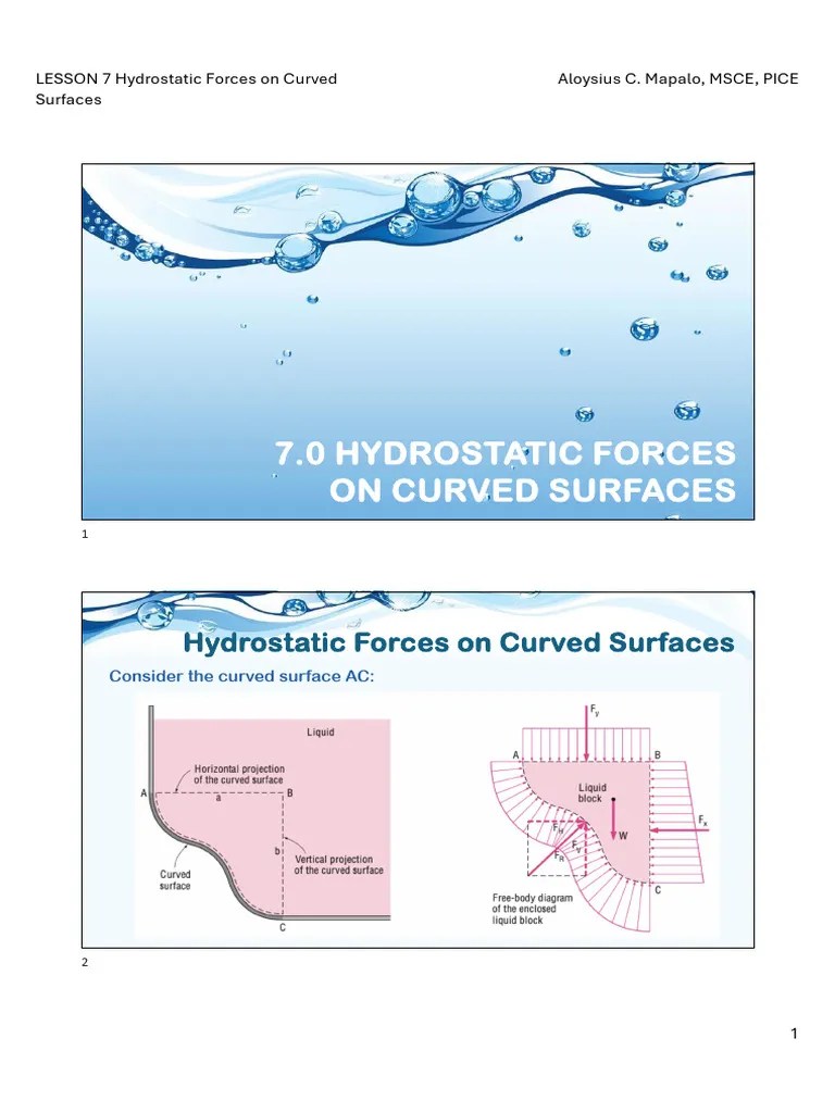 Lesson 7 Hydrostatic Forces On Curved Surfaces Pdf Force Barrel