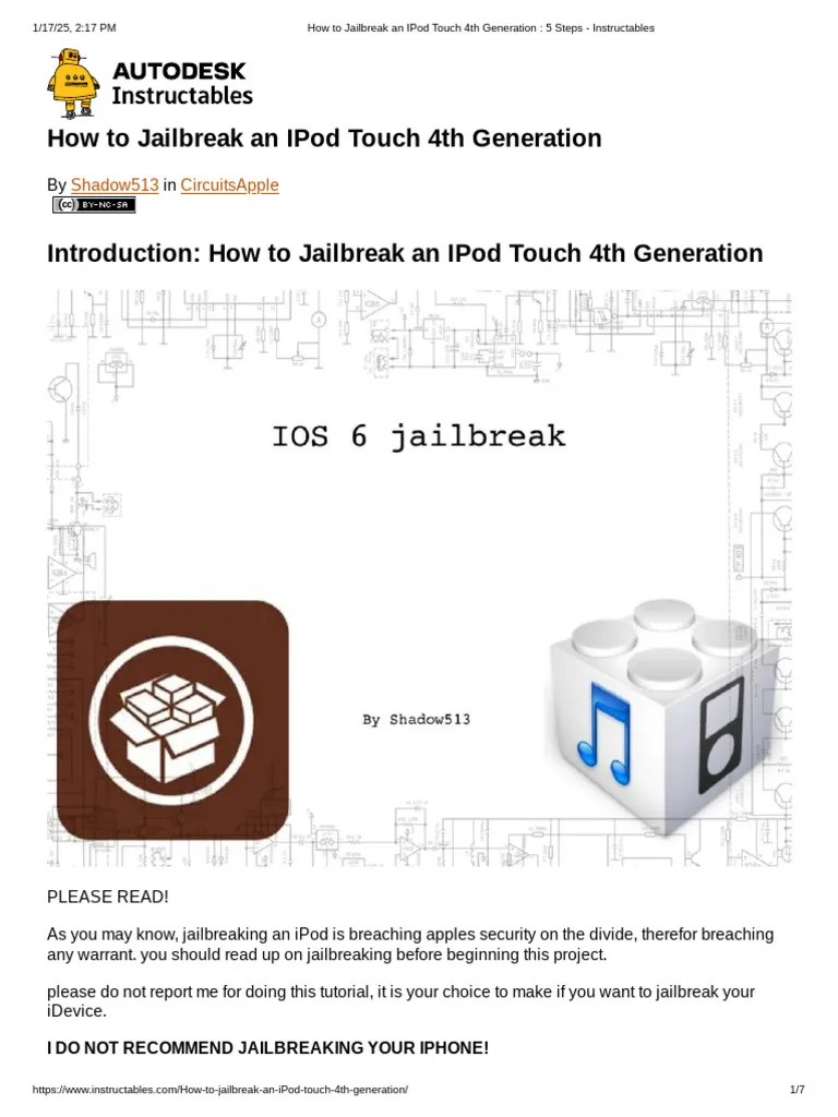 How To Jailbreak An IPod Touch 4th Generation - 5 Steps - Instructables ...