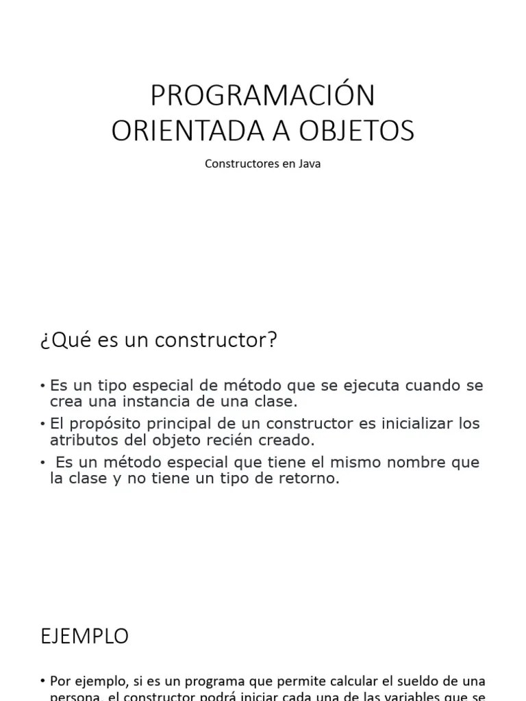 Programación Orientada A Objetos Constructores | PDF