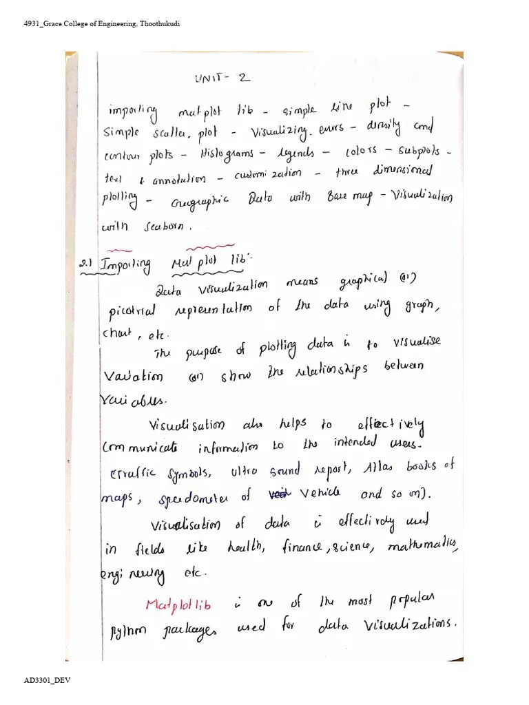 Unit 2 - Visualizing Using Matplotlib | PDF
