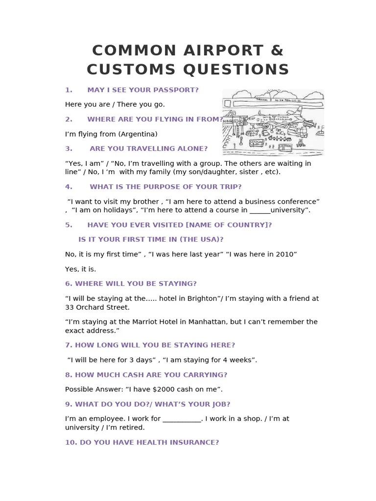 Common Airport & Customs Questions | PDF