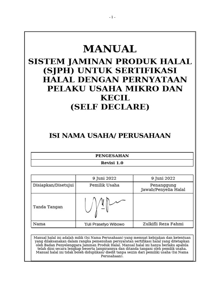 Manual SJPH Self Declare Final (Yuli Prasetyo Wibowo) | PDF