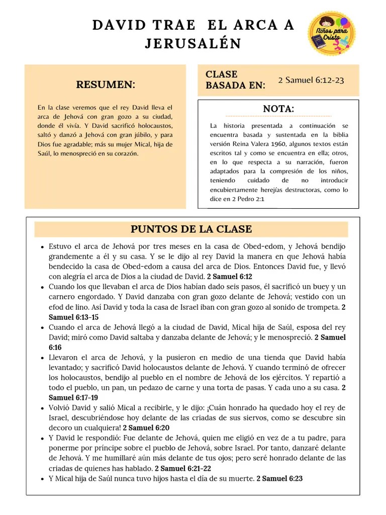 Clase160. David Trae El Arca A Jerusalén | PDF | David | Arca De La Alianza