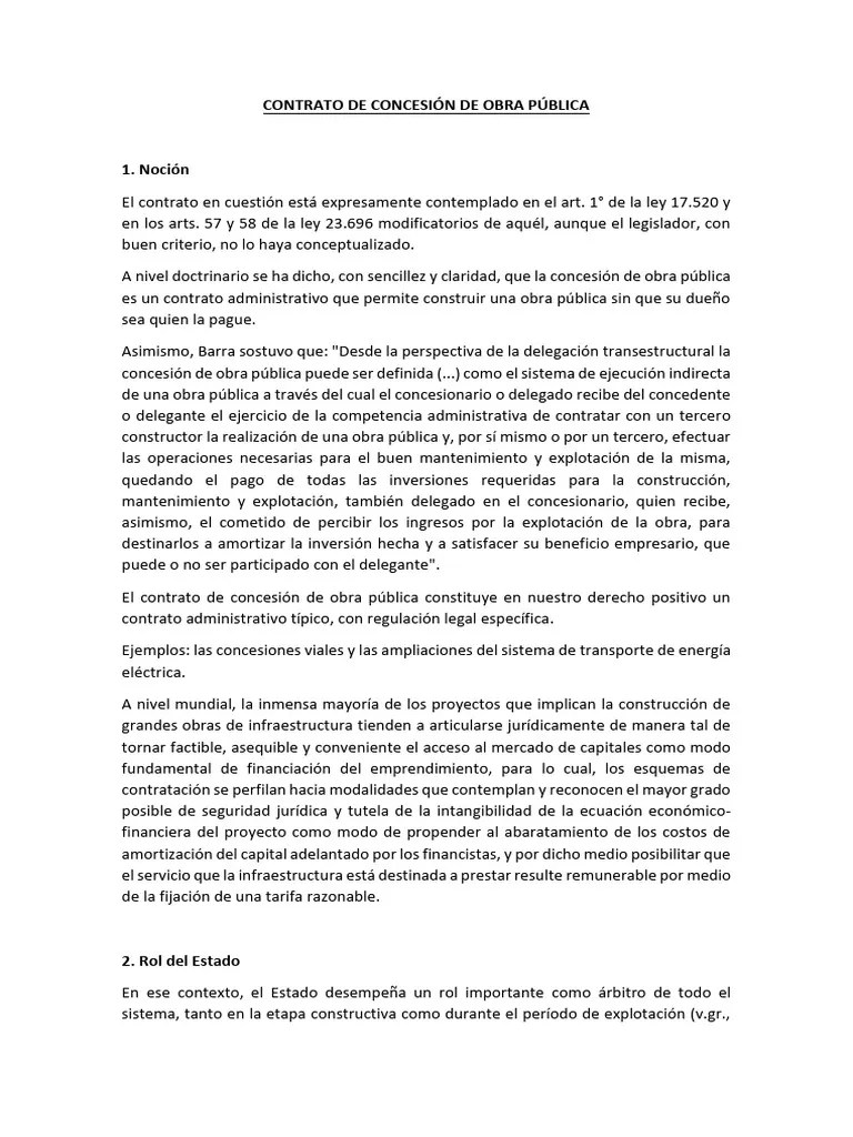 Contrato De Concesion De Obra Publica - Sintesis | PDF | Estado ...