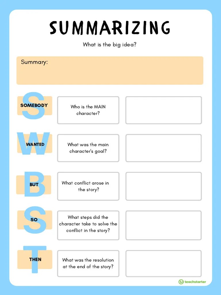 S W B S T SummarizingGraphicOrganizerAdobeReader | PDF