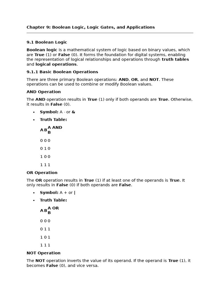 Boolean Logic, Logic Gates, And Applications | PDF | Logic Gate ...