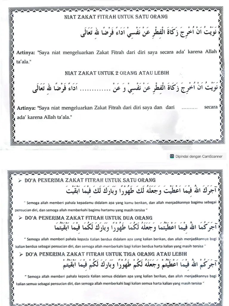 Niat Dan Doa Zakat Fitrah | PDF