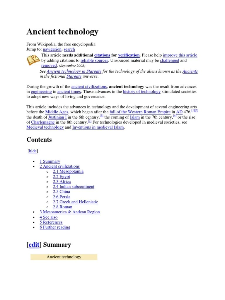Ancient Technology | PDF | Ancient History | Mesopotamia