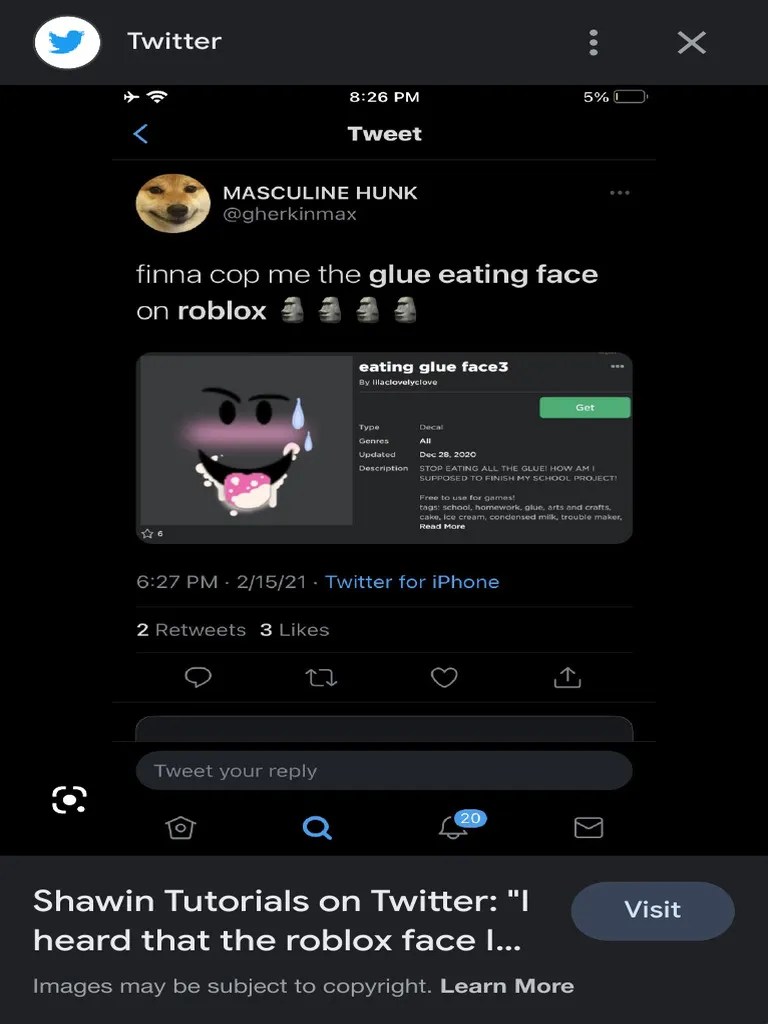 Eating Glue Face Roblox Google Search PDF 1