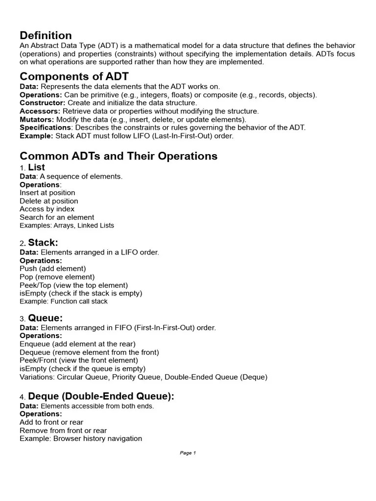 Abstract Data Types ADTs | PDF | Queue (Abstract Data Type) | Computer Data