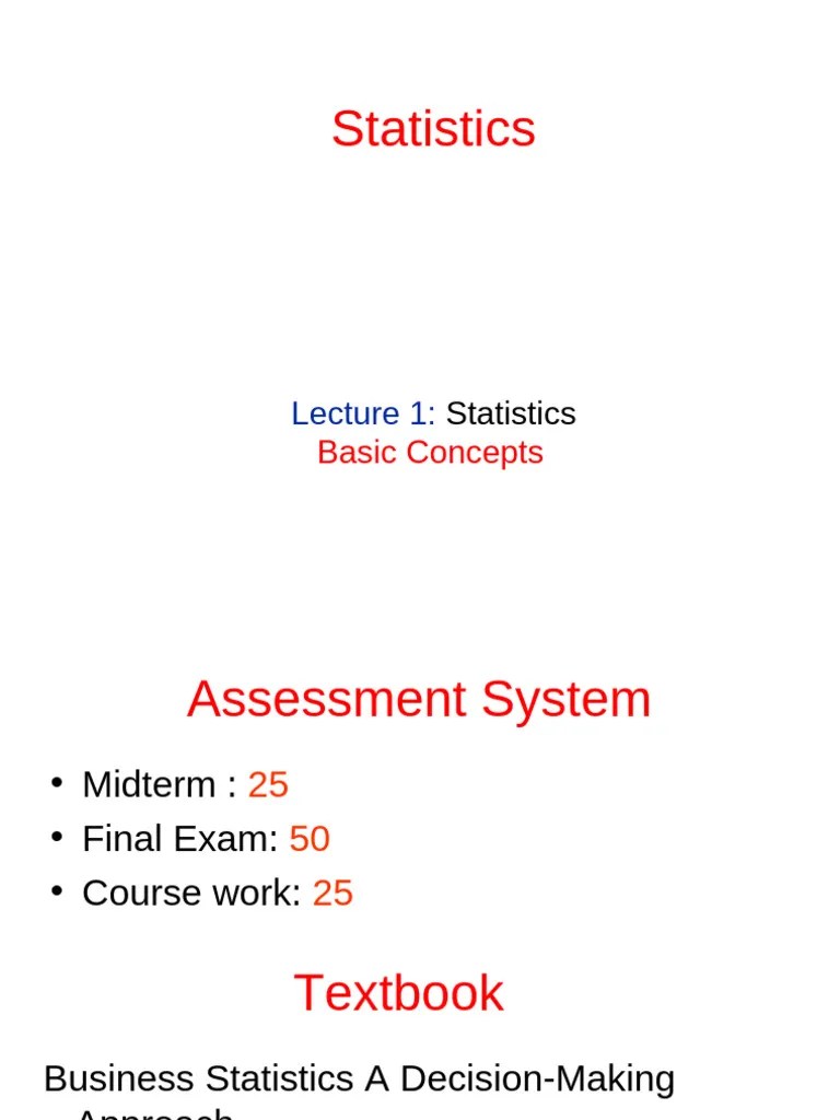 Lecture 1 Statistics And Lecture2 | PDF | Statistics | Level Of Measurement