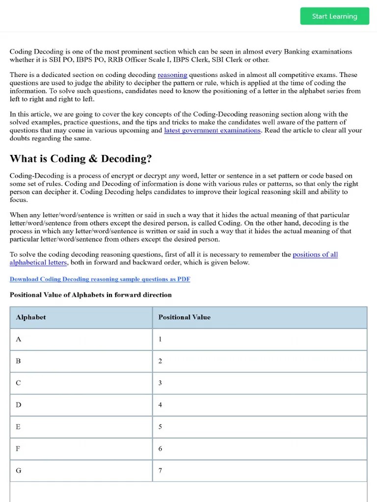 Coding Decoding Reasoning_ Know Key Concept, Solved Examples & Tips | PDF
