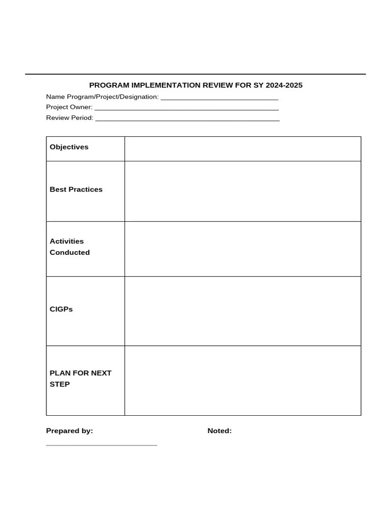 Program Implementation Review Pdf