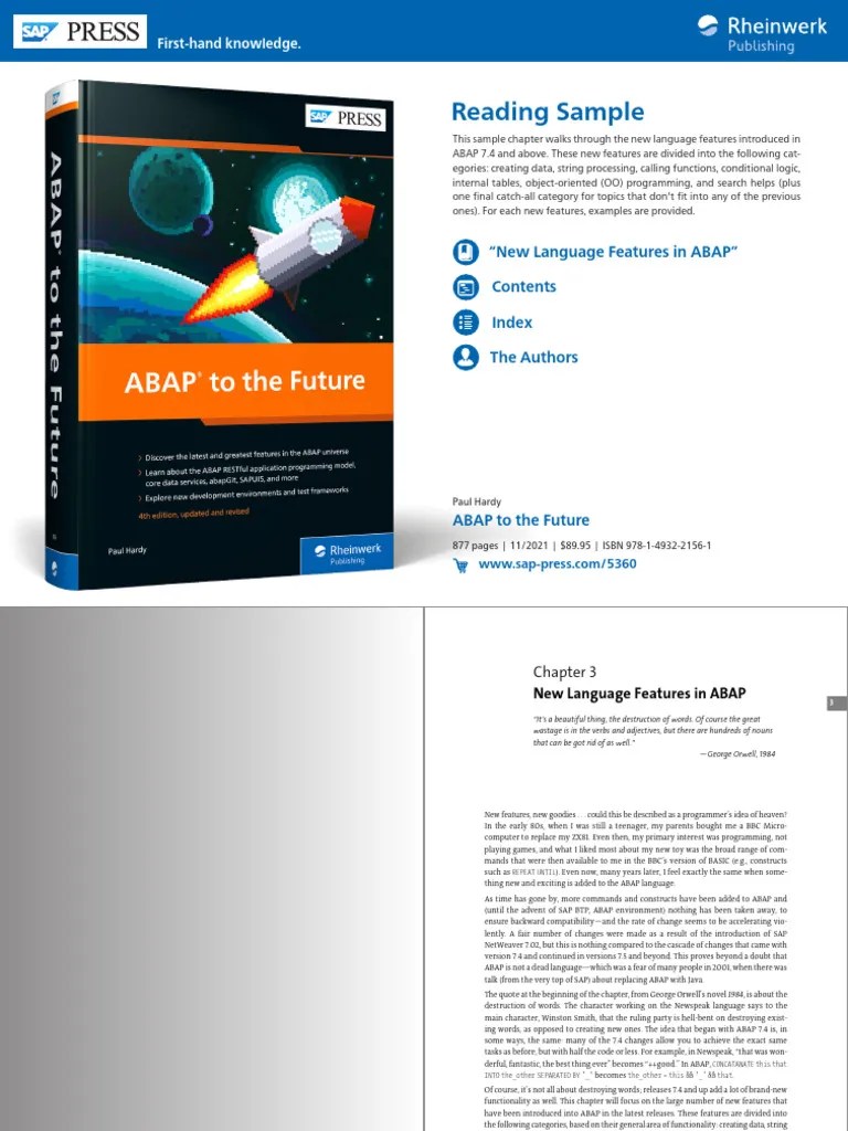 Reading Sample Sap Press Abap To The Future Update | PDF | Variable (Computer Science ...