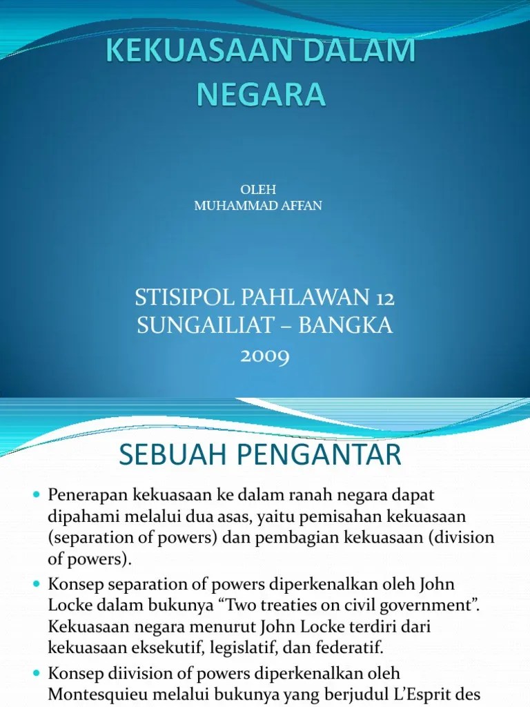Pembagian Kekuasaan Dalam Negara | PDF