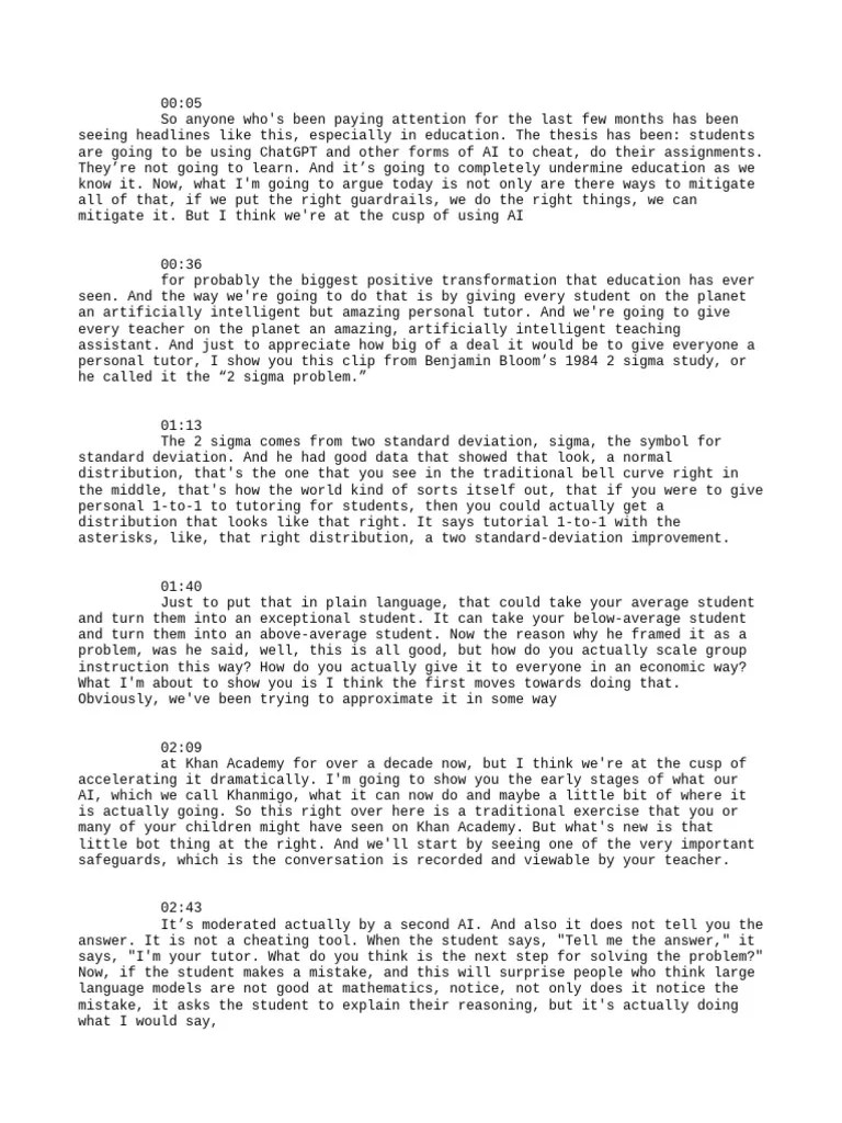 NoteGPT - How AI Could Save (Not Destroy) Education - Sal Khan - TED ...