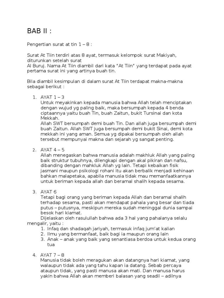 Berikut ini bacaan surat at tin beserta arab, latin dan artinya dalam bahasa indonesia, simak selengkapnya dalam artikel ini. At Tin Pdf